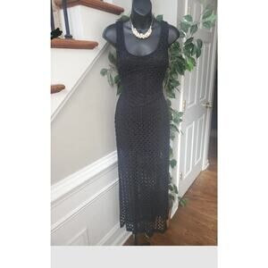 Body Central Women Black Polyester Scoop Neck Sleeveless Casual Maxi Dress Small